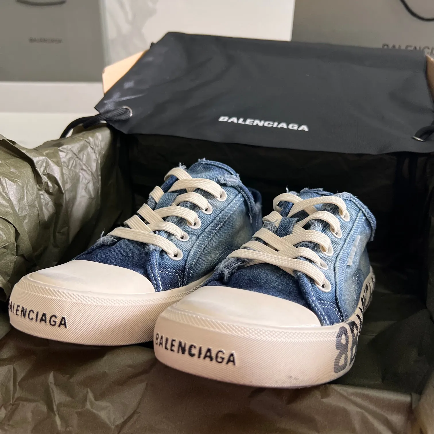 👟👟Ex-factory price 460👟👟 Elastic denim depiction BALENCIAGA Summer must-have new color real-life hand-painted washed and aged production process with original packaging Code number: 35-44 (45 customized)